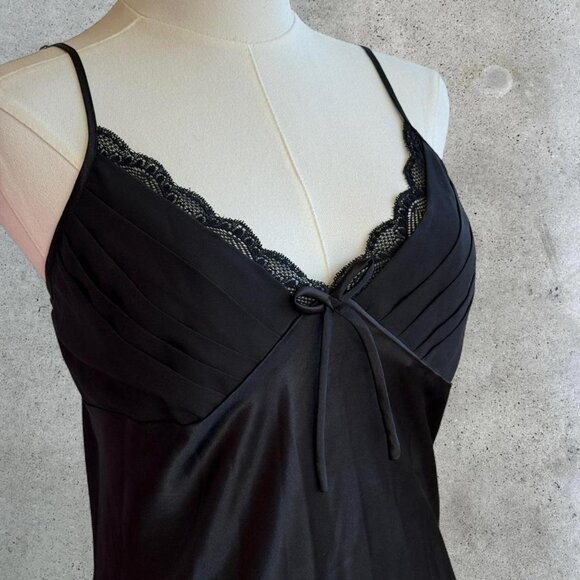 Black satin maxi dress adjustable straps - Picture 5 of 8
